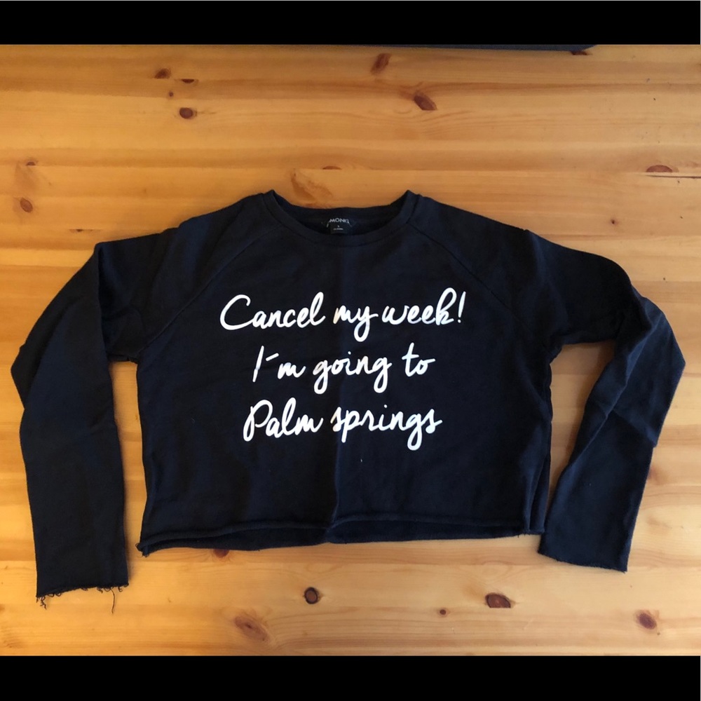 Monki 'Cancel My Weekend' Crop Sweater Black Small